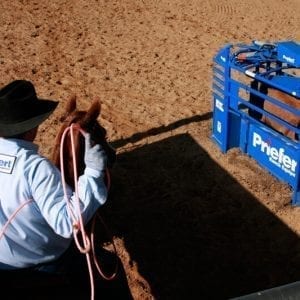 Speed Williams Using A Priefert Automatic Cattle Roping Chute