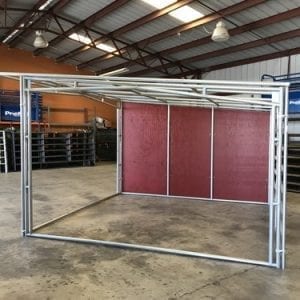 KRE 12x12 Shelter With A 6 Rail Wall And A Plywood Wall
