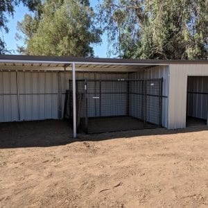 KRE 12x36 Open Front Shelter With Tin And Attached Tack Room.