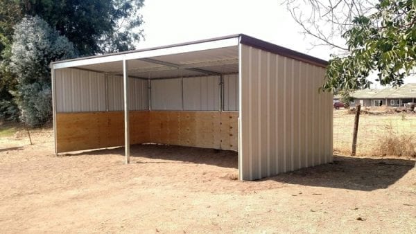 KRE 12x24 Open Front Shelter. Tin And Plywood Siding With Tin Roof